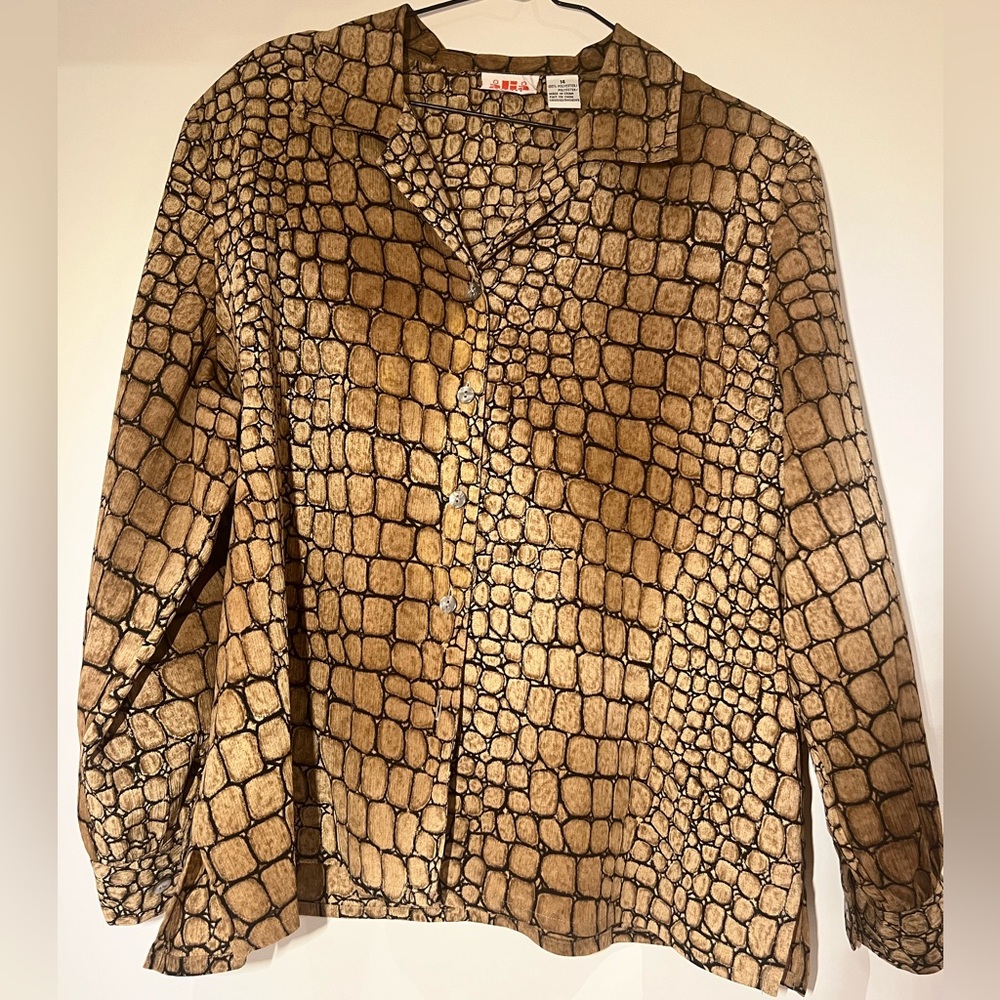vintage croc print blouse